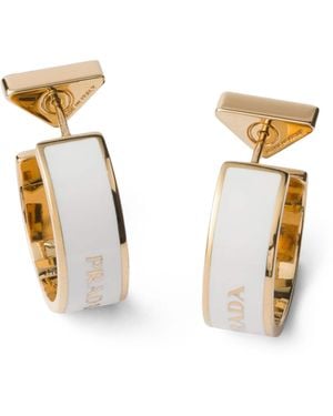Prada Enamel Logo Hoop Earrings - Metallic