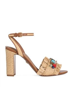 Dolce & Gabbana Embellished Raffia Heeled Sandals 90 - Metallic