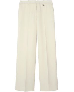 Burberry Wool Pinstripe Straight Pants - Natural