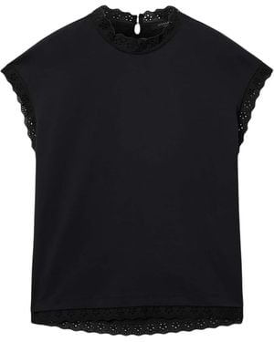 AllSaints Organic Cotton Lace-Detail Lele Tank Top - Black