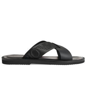 Emporio Armani Leather Crossover Sandals - Black