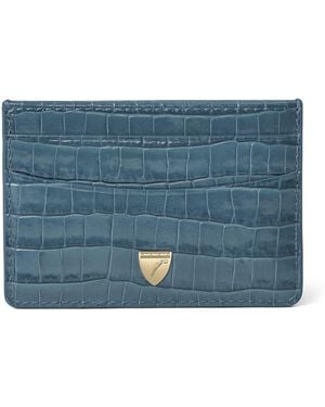 Aspinal of London Leather Croc-Embossed Slim Card Holder - Blue