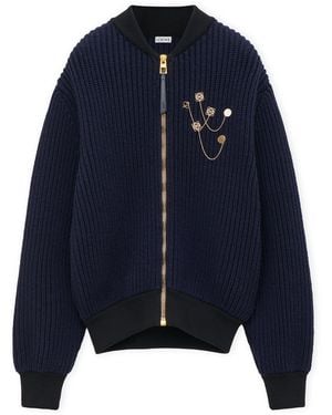 Loewe Wool-Blend Bomber Jacket - Blue