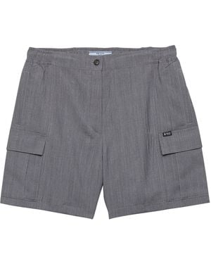 Prada Virgin Wool-Mohair Shorts - Grey