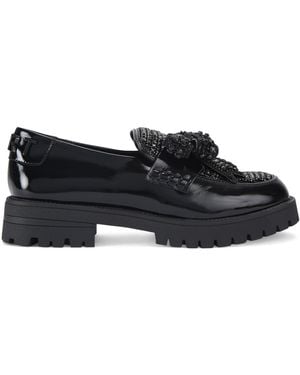 Kurt Geiger Leather Embellished Bow Loafers - Black