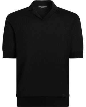 Dolce & Gabbana Silk Polo Shirt - Black
