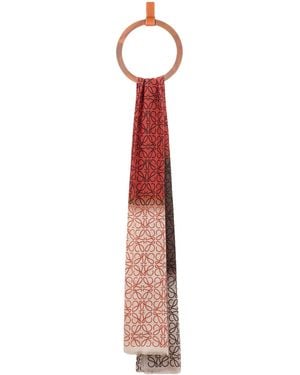 Loewe Wool-Silk-Cashmere Anagram Scarf - White
