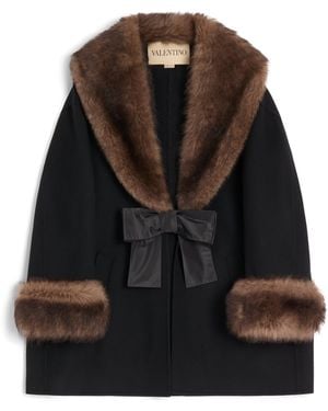 Valentino Wool-Cashmere Pea Coat - Black