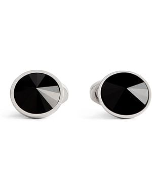 Babette Wasserman Rhodium-Plated Embellished Galileo Cufflinks - Black