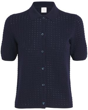 Eleventy Wool Short-Sleeve Shirt - Blue