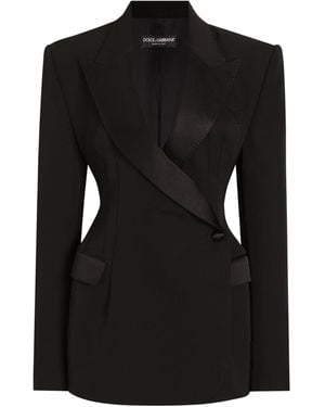 Dolce & Gabbana Virgin Wool-Blend Tuxedo Jacket - Black