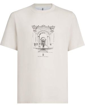 Brunello Cucinelli Neoclassical Print T-Shirt - White