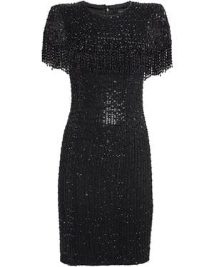Jenny Packham Sequin Swish Mini Dress - Black