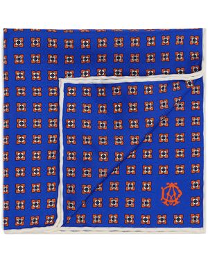 dunhill Mulberry Silk Geometric Pocket Square - Blue