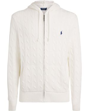 Polo Ralph Lauren Cotton Cable-Knit Zip-Up Hoodie - White