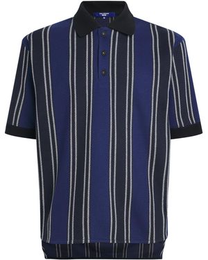 Junya Watanabe Stripe Short-Sleeve Polo Shirt - Blue