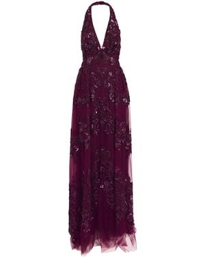 Zuhair Murad V-Neck Embellished Gown - Purple
