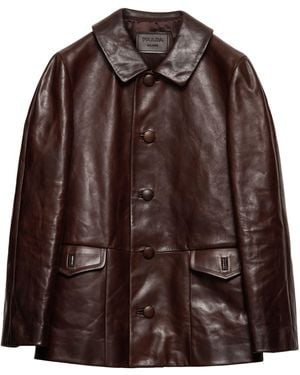 Prada Leather Shirt Jacket - Brown