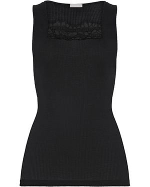 Hanro Wool-Silk Square-Neck Tank Top - Black