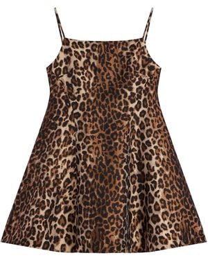 Givenchy Crepe Cady Leopard Mini Dress - Brown