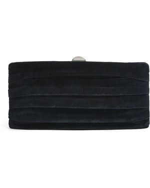 Rodo Velvet Plissé Clutch Bag - Black