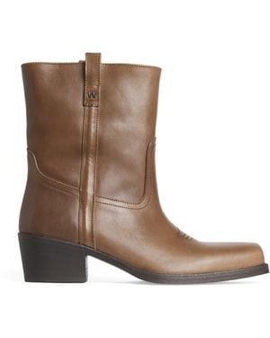 Weekend by Maxmara Leather Heeled Ankle Boots 40 - Brown