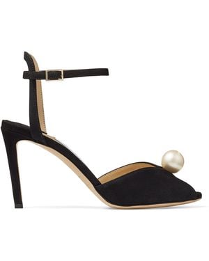 Jimmy Choo Sacora 85 Leather Sandals - Black