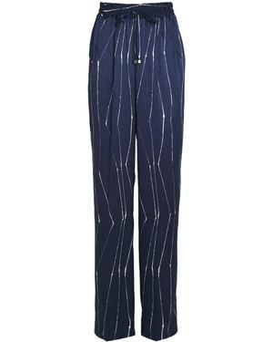 Kiton Silk Wide-Leg Trousers - Blue