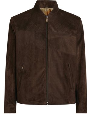 Zilli Suede Bomber Jacket - Brown
