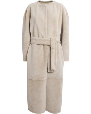 Almada Label Shearling Shea Belted Coat - Natural