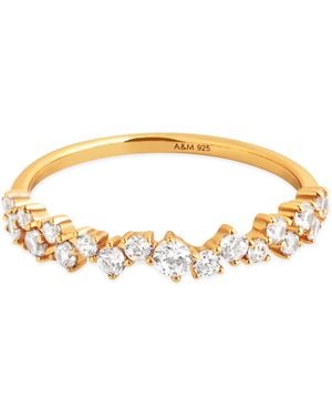 Astrid & Miyu Plated Crystal Scatter Band Ring - Brown
