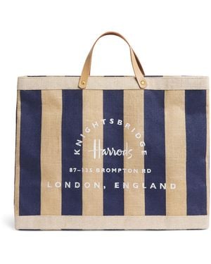 Harrods Large Canvas Stripe Knightsbridge Shopper Bag - Blue