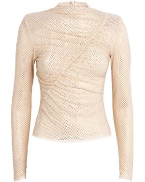 Self-Portrait Top With Shimmering Crystals - Natural