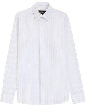 BOSS Cotton Stripe Slim Shirt - White
