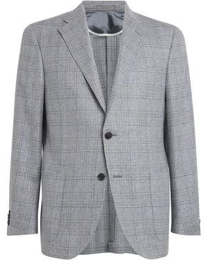 Corneliani Wool-Silk Check Blazer - Grey