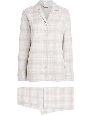 Derek Rose Brushed Cotton Check Pajama Set - White