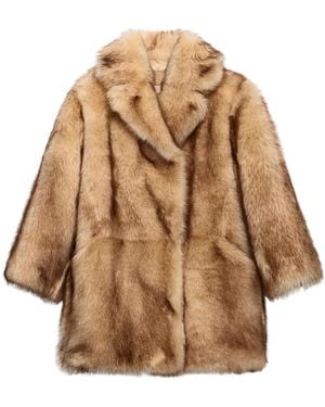 Prada Shearling Caban Jacket - Brown