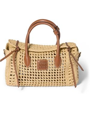 Miu Miu Raffia Top-Handle Bag - Metallic