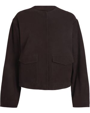 St. Agni Suede Utility Cocoon Bomber Jacket - Black