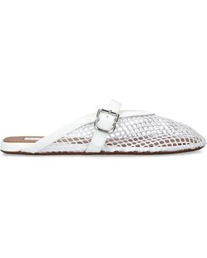 Alaïa Patent Leather Fishnet Mules - White