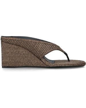 Alaïa Raffia Cube Wedge Sandals 75 - Brown