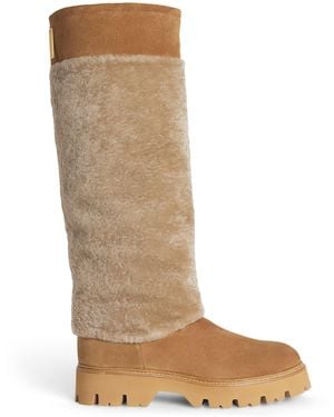 Eleventy Sheepskin Knee-High Boots - Natural