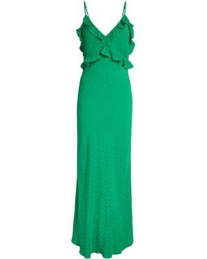 Sandro Ruffled-Detail Jacquard Maxi Dress - Green