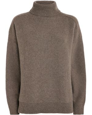 Johnstons of Elgin Cashmere Maggie Rollneck Jumper - Brown