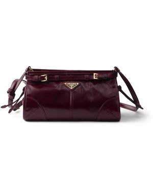 Prada Small Leather Bonnie Shoulder Bag - Purple