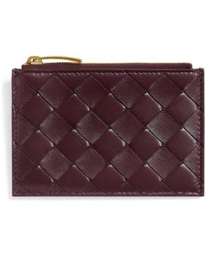 Bottega Veneta Leather Zipped Card Case - Purple