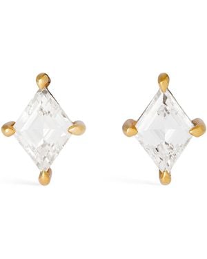 Azlee And Diamond Lozenge Stud Earrings - Metallic