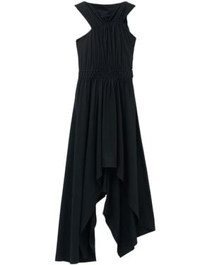 Alexander McQueen Cotton Asymmetric Gathered Maxi Dress - Black