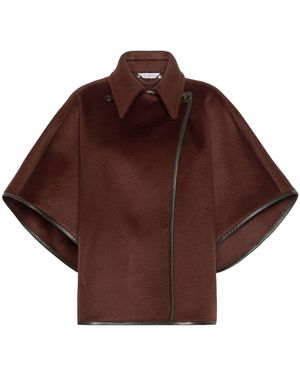 Max Mara Cashmere Wrap-Front Cape - Brown