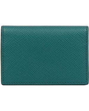 Smythson Panama Leather Card Case - Green